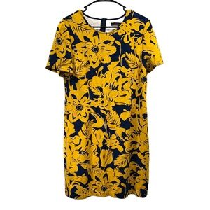 Trina Turk Zap Marigold Navy Womens Yellow Floral‎ Print Stretch Mini Dress XL